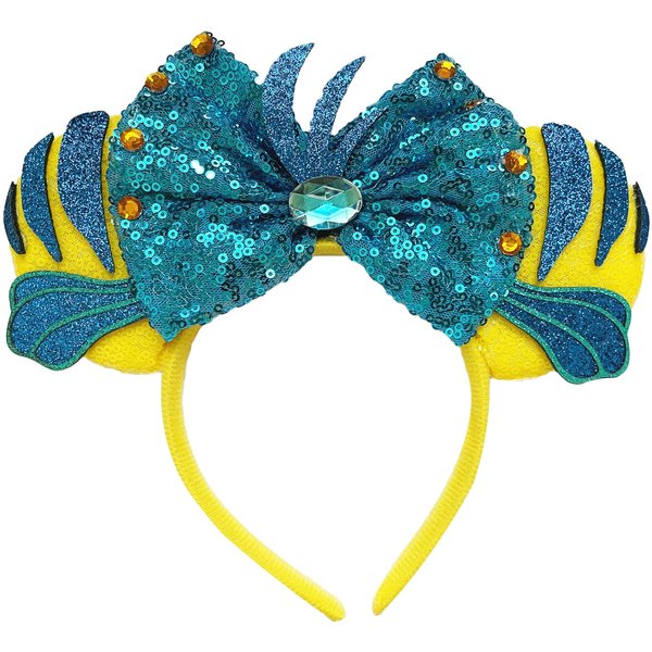 FUGUIZHU Mouse Ear Headband,Dory Fish Ear Hairband,Sequin Princess Bow Ears Hairband for Women Adult Cosplay Birthday Party Decorations Favor Glitter Hair Accessory(4)
