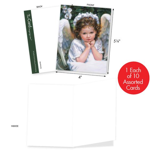The Best Card Company - 10 Blank Religious Note Cards (4 x 5.12 Inch) - Bible and Church Angel Greetings, Assorted Bulk Cards with Envelopes - Angelicards M6490OCB