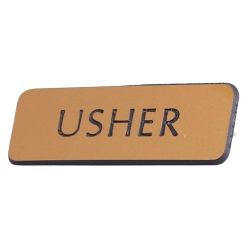 Gold Magnetic Name Tag Usher Badges for Church | Plastic Reusable Name Tags for Church Usher Uniform | Engraved Usher Name Tag Magnet Backing 2.25 x 0.75 Inches