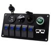 Disscool 5 Gang Switch Panel with Automatic Reset Horn 12V/24V, 5 Position Toggle Switch Engine Start Anderson Dual USB Charger with Digital Display Voltmeter for Car Trailer