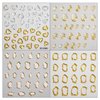 5D Gold Embossed Nail Art Stickers Crystal Soft Glue Irregular Geometric Frames Nail Stickers Sliver Hollow Designs Nail Decals Supplies Self Adhesive Stickers DIY Acrylic Nail Accessories Women Nail Decoration 4 Sheet