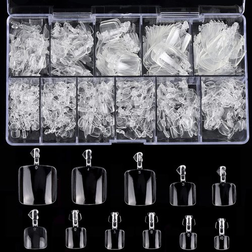 550Pcs Fake Toenail Tips Acrylic Full Cover False Toe Nail Tips for DIY Nail Art (Clear)
