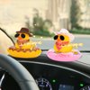 wonuu Car Rubber Duck Decoration, West Cowboy Duck Car Dashboard Decoration Accessories with Mini Swim Ring Cowboy Hat Scarf and Sunglasses, A_Pink&White Cowboy hat