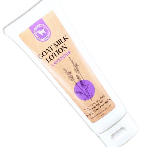 Honey Sweetie Acres Lavender Goat Milk Lotion - Cruelty Free Goat Milk Body Lotion Premium Hydrating Goat Milk Lotion For Women Great Moisturizing Goat Milk Lotion (4 Oz, Lavender)