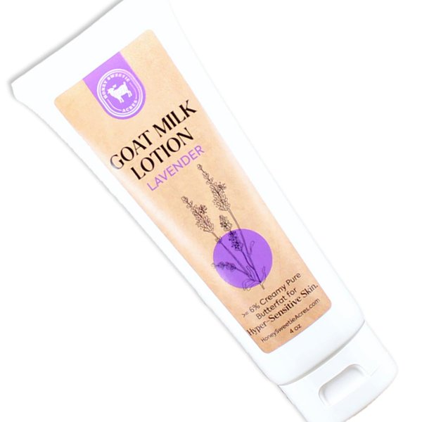 Honey Sweetie Acres Lavender Goat Milk Lotion - Cruelty Free Goat Milk Body Lotion Premium Hydrating Goat Milk Lotion For Women Great Moisturizing Goat Milk Lotion (4 Oz, Lavender)