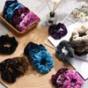 Bememo 28 Pieces Velvet Scrunchies Hair Ties Elastics Scrunchy Bobbles Soft Hair Bands Ponytail Holder Hair Accessories Cute Colors Elastic Hair Bands Party Favors for Teens Women Girls(Dark)