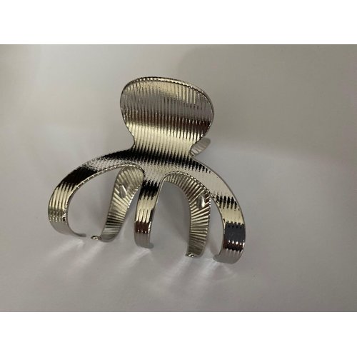 Generic Medium shiny silver tone textured metal hair claw clip