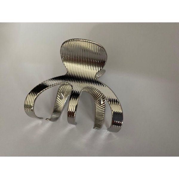 Generic Medium shiny silver tone textured metal hair claw clip