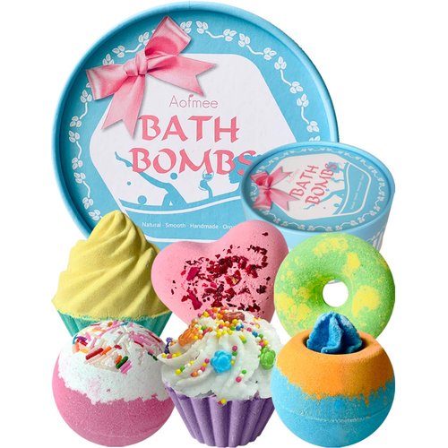 Aofmee Bath Bombs Gift Set, Handmade Bubble and Floating Fizzies Spa Kit, Shea and Cocoa Dry Skin Moisturize, Birthday Valentines Mothers Day Anniversary Christmas Gifts for Women, Mom, Her, Kids