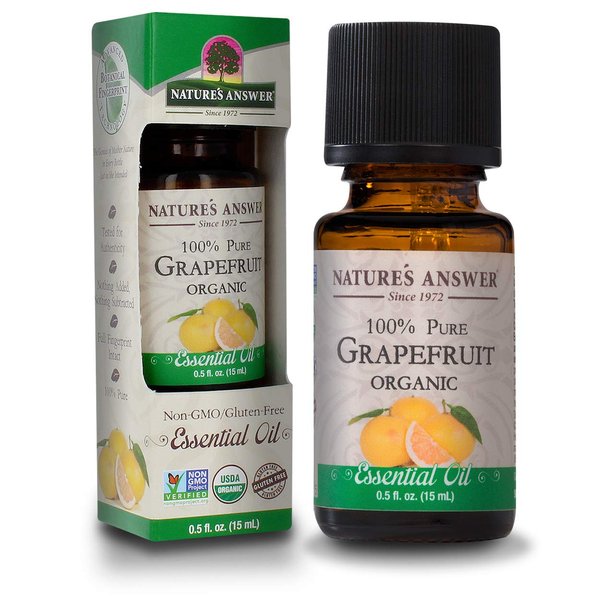 Nature’s Answer USDA Organic Grapefruit Essential Oil, 100% Pure | Natural Aromatherapy Oil for Diffuser/Humidifier, Steam Distilled 0.5 fl oz. (15ml) | Made in USA