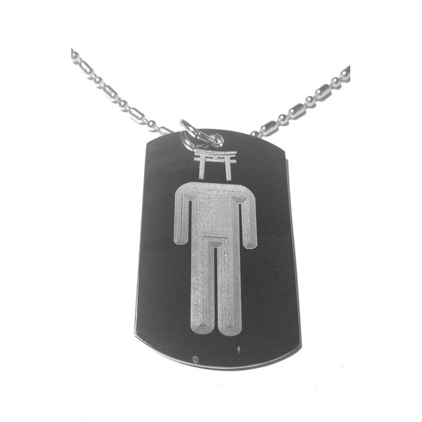 Shinto Person Religion Religous Logo Symbol - Military Dog Tag, Luggage Tag Metal Chain Necklace