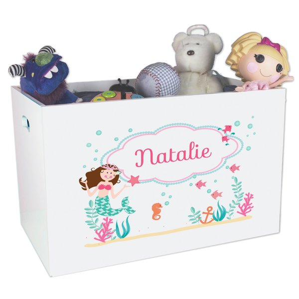 Personalized Toy Storage Box and Bin Newborn Gift (Mermaid)