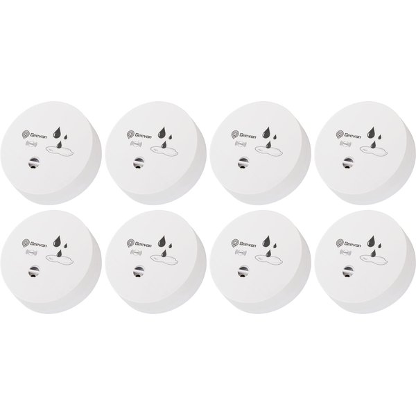 Geevon 8 Pack Water Leak Detectors, 100dB Water Sensor Alarms Flood Detector for Basements, Bathrooms, Laundry Rooms, Kitchens, Garages, and Attics, Water Alarms Battery-Operated (Battery Included)