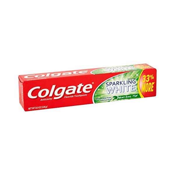 Colgate Sparkling Mint Zing Gel Toothpaste, white mint,spearmint, 8 Ounce