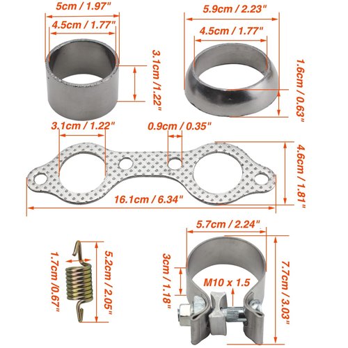 Exhaust Pipe Manifold Gasket Spring Rebuild Kit Replacement for Polaris Ranger RZR 800 EFI 2008-2010 Sportsman Ranger 700 800 900 5811511 3610047 7041804 7041687 5257254