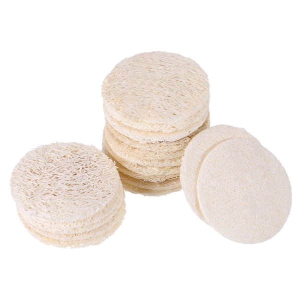 Frcolor 50 Pcs Loofah Face Pads Exfoliating Loofah Sponges Makeup Remover Reusable Soft Facial Skin Care Scrub Wash Pads