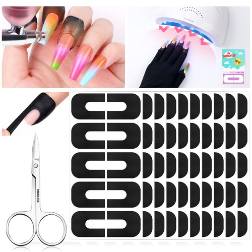 Saviland 100PCS Nail Polish Protector for Fingers: 99.99%+ U V Protection Cuticle Protector for Nail Painting U-Shaped Nail Protector Peel Off Nail Tape for French Tip Nails Stamp Nail Art