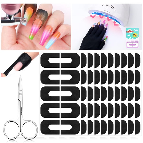 Saviland 100PCS Nail Polish Protector for Fingers: 99.99%+ U V Protection Cuticle Protector for Nail Painting U-Shaped Nail Protector Peel Off Nail Tape for French Tip Nails Stamp Nail Art