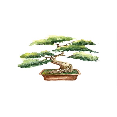 Ambesonne Garden Pencil Pen Holder, Watercolor Style Bonsai Hand Drawn Japanese Tree Eastern Nature Inspired Image, Ceramic Pencil Pen Holder for Desk Office Accessory, 3.6" X 3.2", Green Cocoa