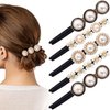 Isslly 5PCS Hair Bun Maker,Pearl Flower French Deft Bun Hair Twister Ties Velvet Scrunchie Classy Magic Clip, Non Slip Reusable Hair Bun Accessories for Women, Girls for Daily Use, Parties