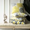 Phantoscope Set of 4 New Living Series Leaf Geometric Yellow and Grey Throw Decorative Pillow Cover Cushion Cover 18 x 18 inches 45 x 45 cm