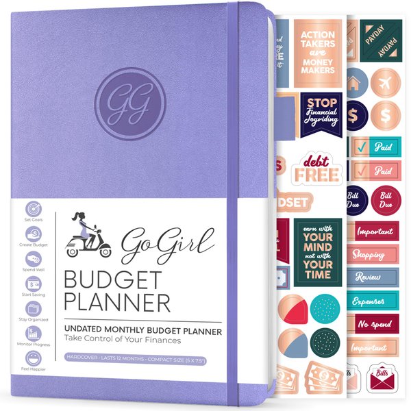 GoGirl Budget Planner – Monthly Financial Planner Organizer Budget Book. Expense Tracker Notebook Journal to Control Money, Compact (Lavender)