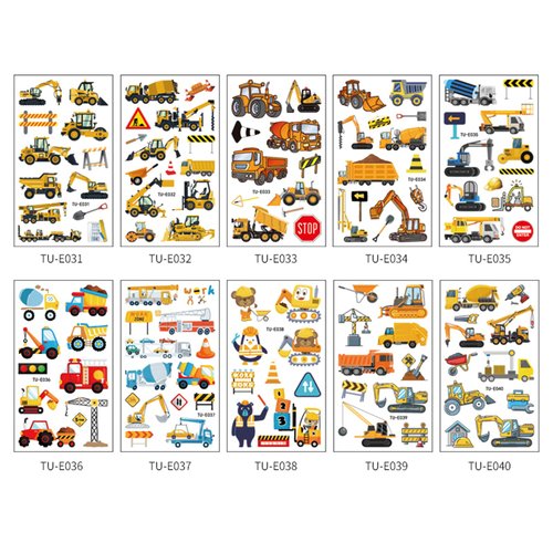 Construction Temporary Tattoos for Kids, Cars and Trucks Tattoos for Boys, Construction Birthday Party Supplies, 110+ Different Patterns, Including Excavators, Cranes, Trucks, Bulldozers, etc