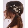 BERYUAN Gold Leaves Flower Pearls Hair Side Comb Gold Wedding Hair Comb Wedding Bridal Hair Comb Pearls Rhinestone Bridal Hair Comb for Brides Bridesmaid Girls