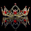 AHONEY Queen of Hearts Crown Gold Tiara for Women, Red Crown Crystal Royal Queen Crown Rhinestone Quinceanera Gothic Crown for Birthday Prom Halloween Party