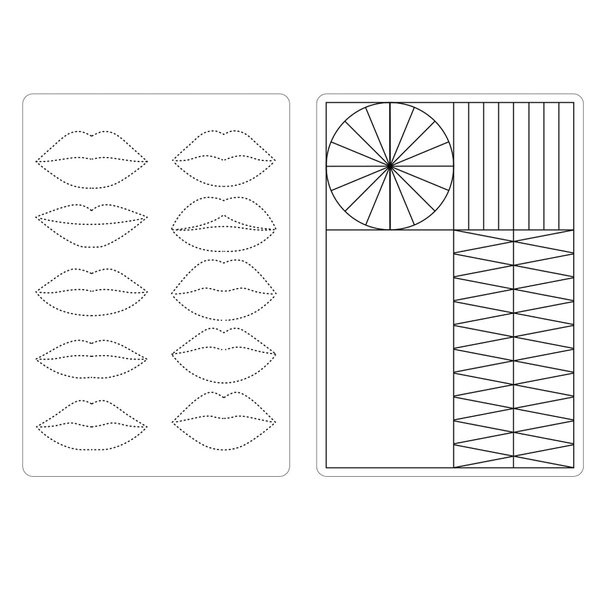 4pcs Lip Practice Skin Pmu Latex Practice Skin Lips,Thick Lip Latex Tattoo Practice Skin Outline Double Side,Silicone Sheets Fake Skin for Permanent Makeup,(Lip Shapes with Black Line)