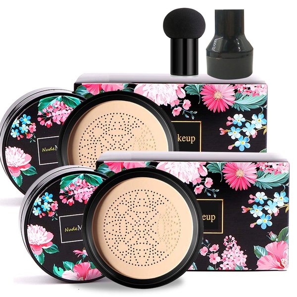KWOLYKIM 2 Pack Mushroom Head Air Cushion BB Cream, Concealer Lasting Nude Makeup Moisturizing Brightening Pigment CC Liquid Foundation