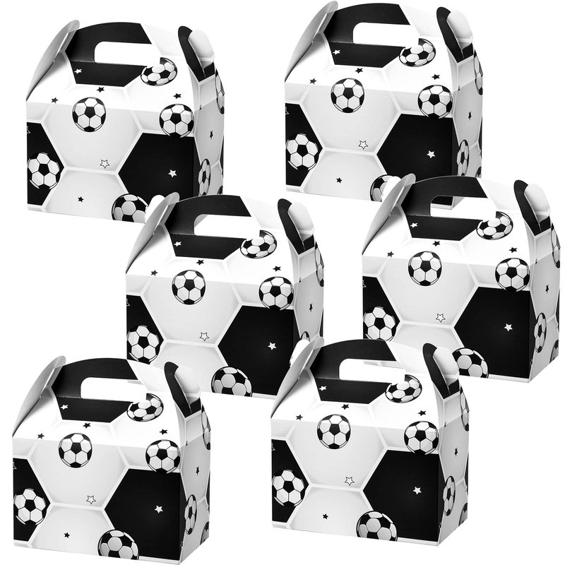 Zonon 12 Pieces Soccer Treat Boxes Paper Candy Goodie Boxes Bulk 6 x 6 x 3.5 Inches Soccer Theme ...