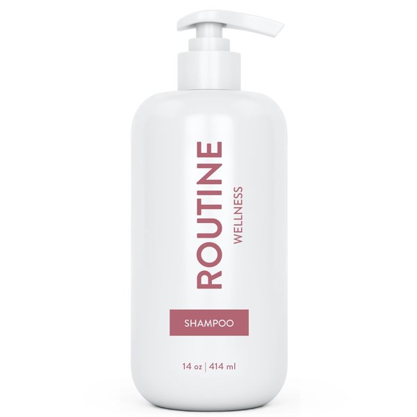 Routine Wellness Shampoo for Stronger Hair - Biotin | Vegan | Color Safe | Sulfate-Free | Clinically Tested | Nourishing Oils and Vitamins - Honeysuckle & Rice Milk 14oz
