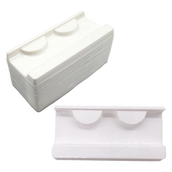 50 Pieces White Eyelash Trays Holder Lash Tray Holder Plastic Eye Lash Trays Empty Eye Lash Trays Holder Plastic False Eyelash Tray for False Eyelash Storage Dispaly, 4.2 x 2 Inches