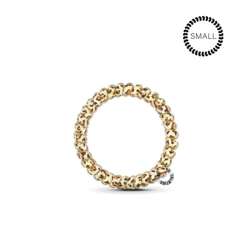 TELETIES - Spiral Hair Coils - Ponytail Holder Hair Ties for Women - Phone Cord Hair Ties - Strong Grip, No Rip, Water Resistant, No Crease Hair Tie Coils - 3 pack (Small, Leopard)