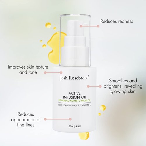 Josh Rosebrook - Active Infusion Oil Retinoid & Vitamin C Facial Serum Improves Skin Texture & Tone, Reduces Fine Lines, Increases Radiance - 30mL - 1 Oz