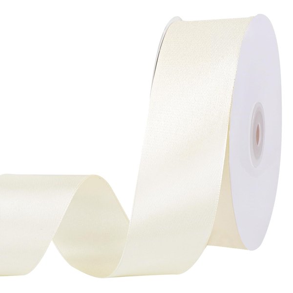 Ivory Satin Ribbon 1 1/2 Inch 60 Yards Cream Ribbon for Wedding Gift Wrapping Hair Bows Crafts Flower Bouquet Birthday Decorations