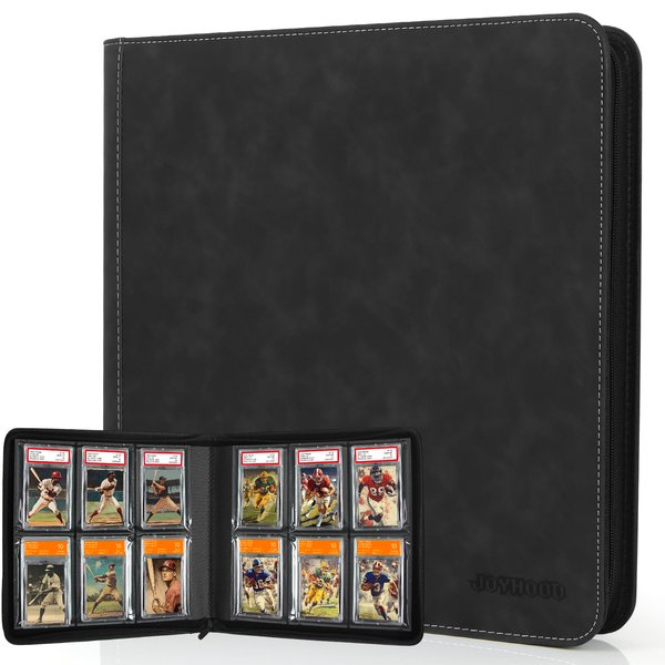JoyHood Graded Card Binder, Graded Cards Holder with 6 Slot - Holds 60 PSA Slabs, Graded Card Storage Album compatible with CGC/PCG Slabs (Black)