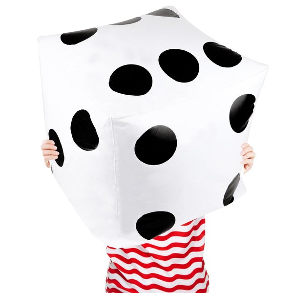 CCINEE 20 Inch Jumbo Inflatable Dice,White and Black Giant Inflatable Dice for Indoor Outdoor Broad Game Ludo and Pool Party Decoration,1 Pcs