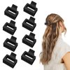 Medium Claw Hair Clips for Women Girls, 2" Matte Rectangle Small Hair Claw Clips for Thin/Medium Thick Hair, Hair Jaw Clips Nonslip Clips (8pcs Black)
