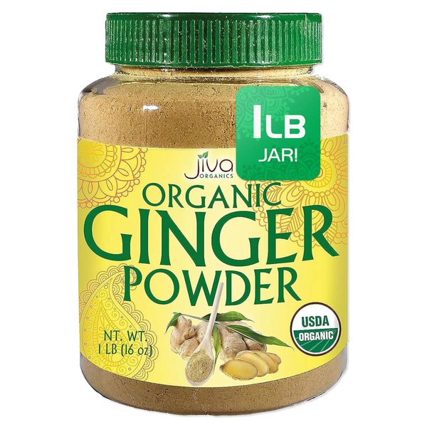 Jiva Organics Organic Ginger Root Powder, 1 LB Bulk - Non-GMO - for Cooking, Baking, Tea & More