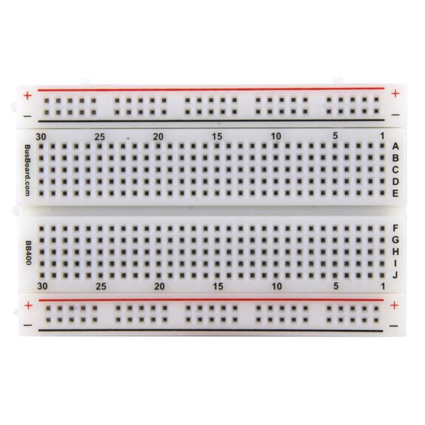 BB400 Solderless Plug-in BreadBoard, 400 tie-Points, 4 Power Rails, 3.3 x 2.2 x 0.3in (84 x 55 x 9mm)
