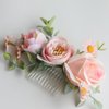 Fangsen Wedding Boho Pink Rose Sunflower Chamomile Buds Flower Hair Clips Floral Comb With Hair Piece and Hair Vines for Brides and Bridesmaids Silver