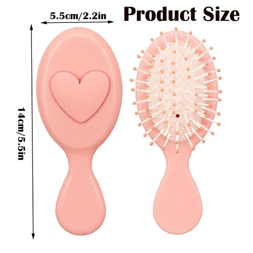 6 Pack Mini Wet Dry Hair Brush, Multicolor Detangling Heart-shaped Hairbrush, Small Size Travel Detangler Brush for Women for All Hair Types (Heart Shaped-6Pcs)