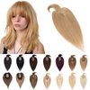 SEGO Hair Toppers for Women Real Human Hair With Bangs 7 * 13CM Silk Base 100% Remy Human Hair Clip in Top Wiglet Hair Pieces for Thinning Hair -16 Inch Dark Blonde