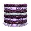 L. Erickson Grab & Go Pony - Royal - 8 Pack Ponytail Holder Hair Ties - Mixed Purples