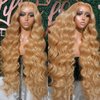 UMEGOOD 250% Density 13x6 HD Transparent Lace Front Wigs Human Hair Hair Pre-Plucked 13x6 Blonde Body Wave Glueless Light Brown Lace Front Wigs Human Hair