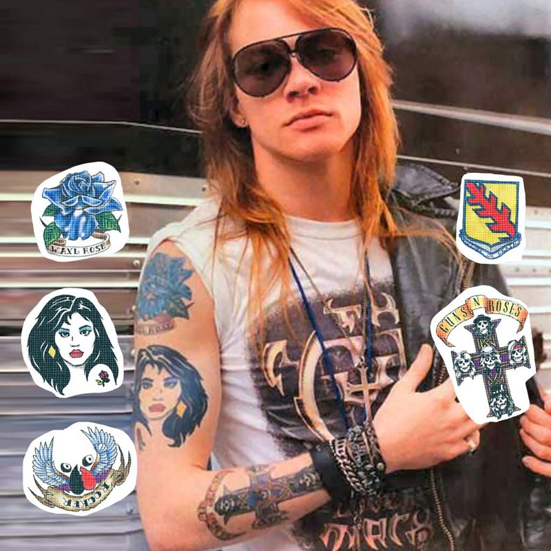 Axl Rose Inspired Temporary Tattoo Set - Axl Rose Costume Halloween ...