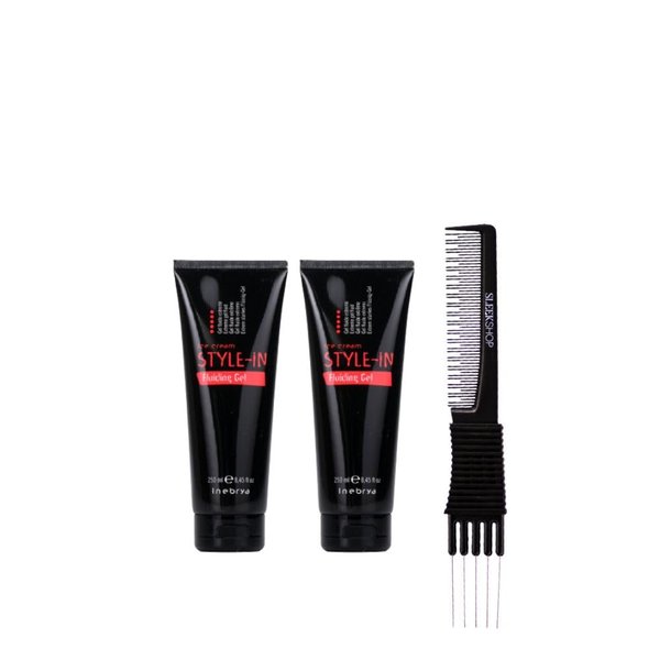 kuss Inebrya Ice Cream Style-In Fluiding Gel (8.45 oz) with Teasing Comb Pack of 2