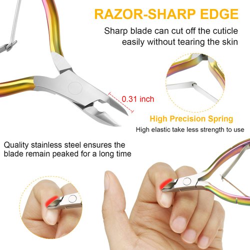 Nail Clippers for Acrylic Nails, Nail Cutter, False Nail Tips Clipper, Stainless Steel Rainbow Color Manicure Set for Salon Home Nail Art (Rainbow Color)